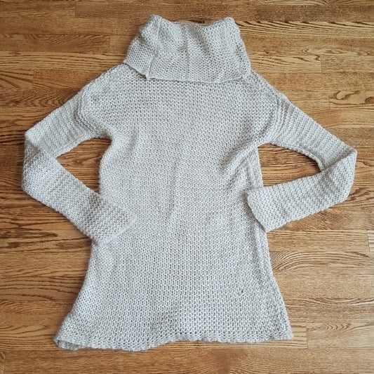 (S) Le Château Mohair Blend Long Sleeve Turtleneck Sweater Dress Cozy Neutral