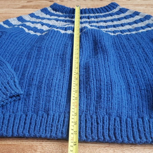 (XL) Handmade Thick Heavy Chunky Knit Crew Neck Sweater Cozy Comfy Oversized