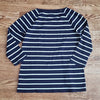 (MP) Talbots 100% Pima Cotton Striped ¾ Sleeve T-Shirt Casual Button Accents Fun