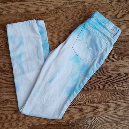 (25) 7 For All Mankind Roxanne Tie Dye Skinny Jeans Bohemian Abstract Unique