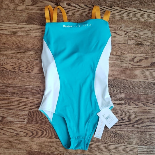 (M) NWT Reebok x Gigi Hadid Color Block Double Strap Bodysuit Active Versatile