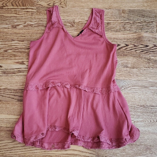 (S) Cupio Lace Trim  Tank Top Bohemian Cottagecore Summer Lightweight