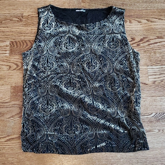 (M) Velvet Made in Canada Top Business Casual Everyday Nylon Blend Metallic