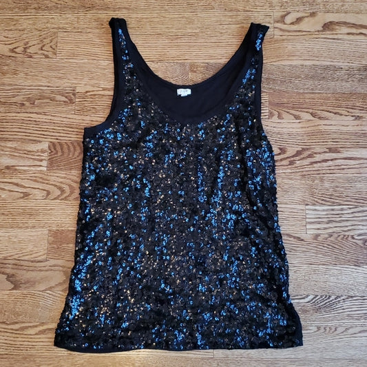 (S) J. Crew Black Sparkly Sequin Tank Top Evening Night Out Party Celebration