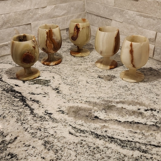 Natural Stone Digestive Glasses Sake Sushi Appertif Dinner Party Company Coming