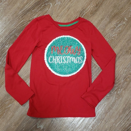 (7/8) George. Youth "Meowy Christmas" Flippable Sequin Long Sleeve T-Shirt