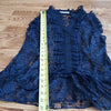 (S) Costa Blanca Delicate Sheer Lace Ruffle Tie Waist Top Feminine Dainty Spring