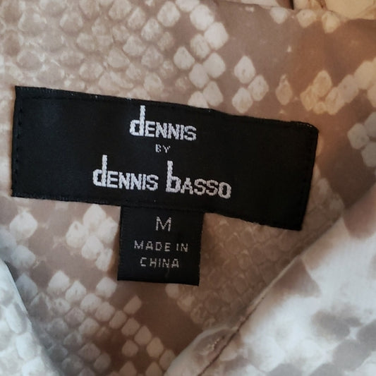 (M) Dennis by Dennis Basso Geometric Reptile Print Belted Trench Classic 90s