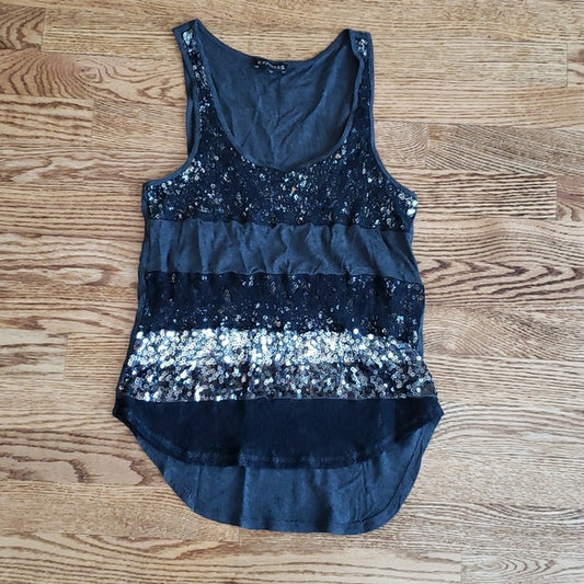 (XS) Express Glittery Sequin Tank Top Night Out Evening Party Everyday Versatile