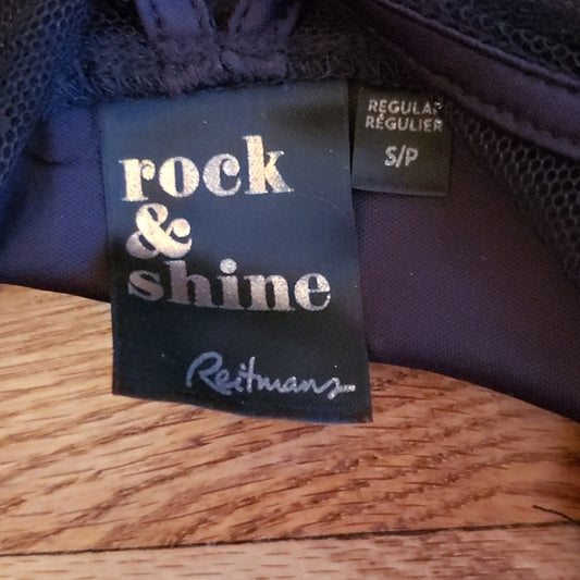 (S) Rock & Shine by Reitmans Black Sheer Overlay High Neck Top Goth Evening Fun