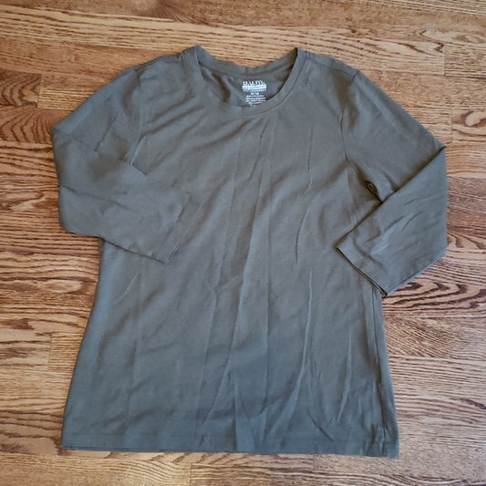 (M) b.u.m Equipment Stretch Olive Mix Classic ¾ Sleeve T-Shirt Casual Light