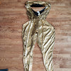 (L) California Costumes Metallic Gold Hooded Flashy Unique Jumpsuit Spaced Out