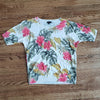 (SP) Talbots Petites Tropical Floral & Palm Print Soft Rayon Blend Soft Top