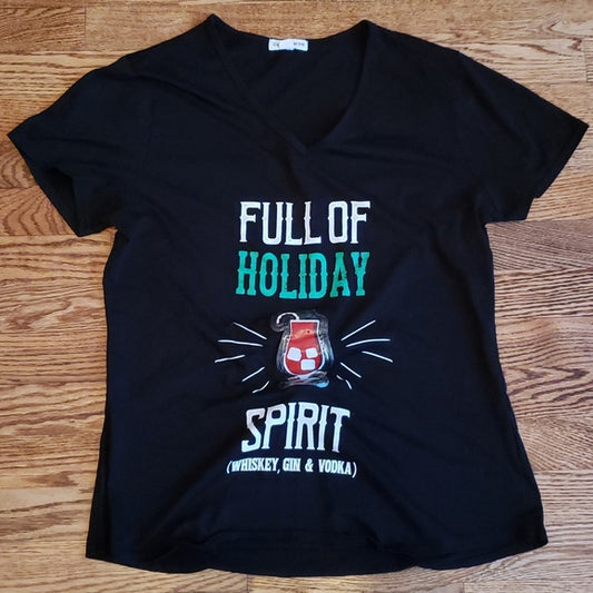 (L) Warehouse One "Full of Holiday Spirit" Short Sleeve T-Shirt Light Up Holiday