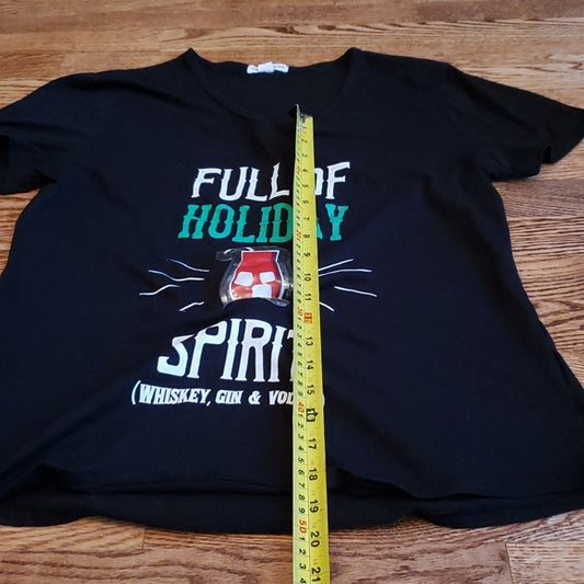 (L) Warehouse One "Full of Holiday Spirit" Short Sleeve T-Shirt Light Up Holiday