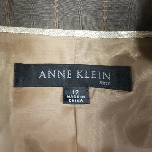 (12) Anne Klein Striped Padded Shoulder  Blazer Wool Blend Business Professional