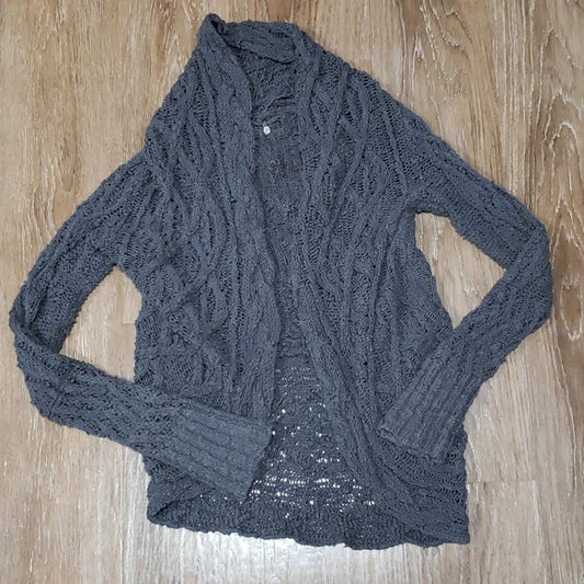 (S) Knitted & Knotted Anthropologie  Comy Cable Knit Open Cardigan Cottagecore