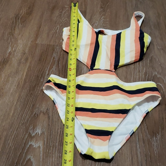(M) Abercrombie & Fitch Striped One Piece Cutout Swimsuit Beach Vacation Padded