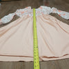 (L) Long Sleeve Midi Dress Full Skirt Sheer Floral Bodice Overlay Vintage