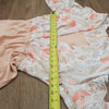 (L) Long Sleeve Midi Dress Full Skirt Sheer Floral Bodice Overlay Vintage