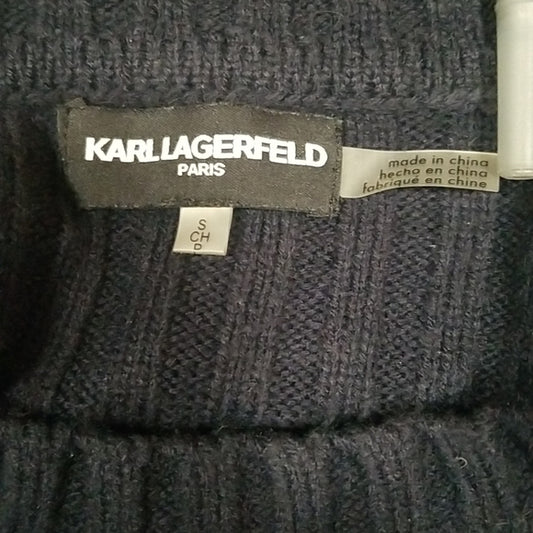 (S) Karl Lagerfeld Paris Embellished Cozy Knit Sweater Unique Business Casual