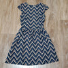 (XS) Enough About Me... Geometric Print Fit & Flare Lightweight Dress Casual