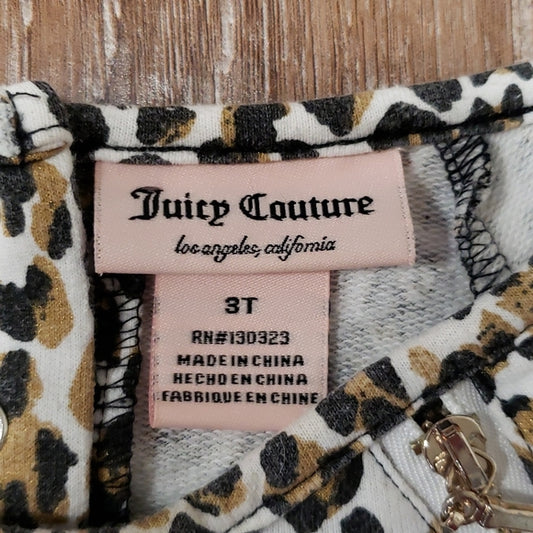 (3T) Juicy Couture Leopard Print Faux Leather Long Sleeve Top & Fringe Pants