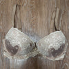 (32DDD) Parisa Fé Lacy Padded Support Bra Neutral Intimates Everyday Bow Accent