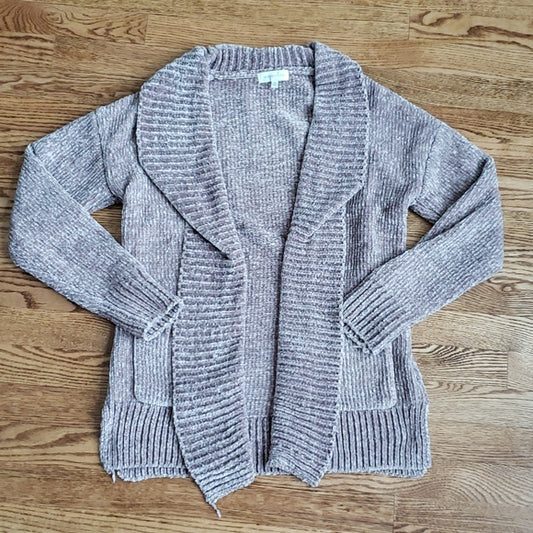(XS) Grace & Lace Thick Chunky Chenile Knit Open Cardigan Soft Comfortable