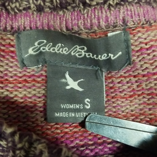 (S) Eddie Bauer 100% Cotton Body Sweater Colorful Loungewear Cottagecore