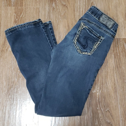 (26W) Silver Jeans Co. Elyse Midrise Slim Bootcut Denim Everyday Country Comfy