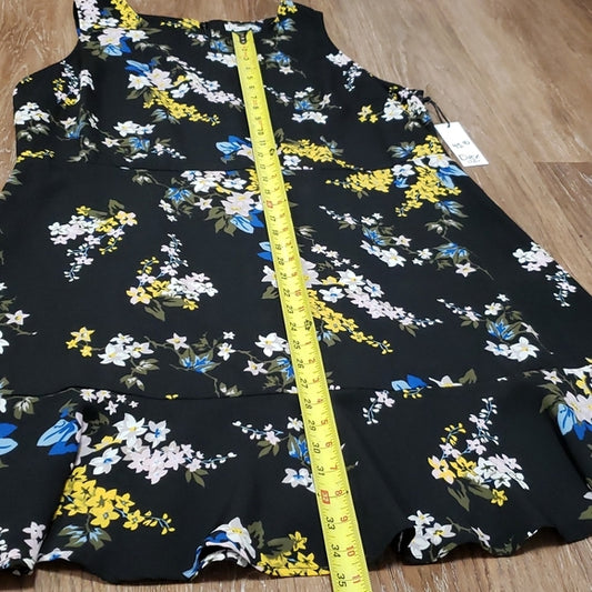 (1X) NWT Dex Plus Black Floral Printed Fit & Flare Vacation Colorful Lightweight