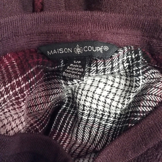 (S) Maison Coupé Plaid Casual Plaid Print Details Ski Layering Cabin Crewneck