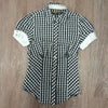 (XS) Guess Los Angeles Plaid Print Puff Sleeve Classic Prarie Business Casual