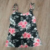 (6) Christina Tropical Flower Print Tankini Swimwear Beach Vacation Coastal