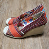 (6.5W) Toms Classic Canvas Peep Toe Wedge Colorful Bohemian Vacation Beach