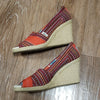 (6.5W) Toms Classic Canvas Peep Toe Wedge Colorful Bohemian Vacation Beach