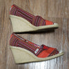 (6.5W) Toms Classic Canvas Peep Toe Wedge Colorful Bohemian Vacation Beach