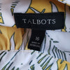 (16) Talbots Tropical Palm Print Lightweight Flowy Ruffle Shoulder Blouse Vacay