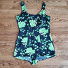 (XL) Vintage Handmade Floral One Piece Swimsuit Retro Beach Swimwear Vacation