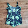 (XL) Vintage Handmade Floral One Piece Swimsuit Retro Beach Swimwear Vacation