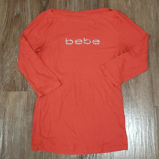 (L) Bebe Logo Soft Embellished Textured Knit Comfy Casual Sleepwear Classic