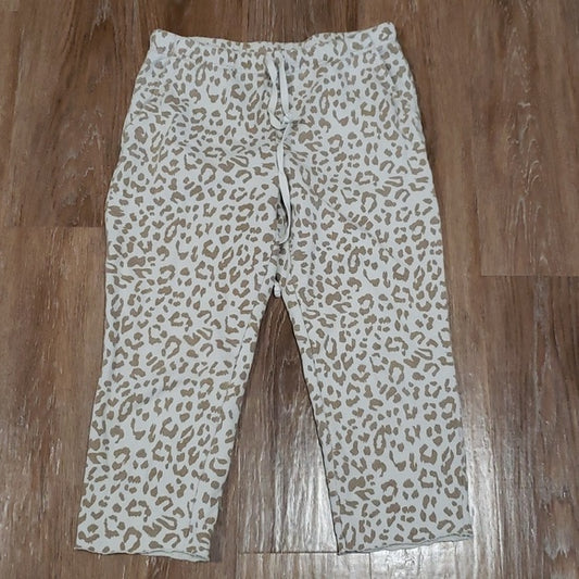 (M) Aerie by American Eagle Leopard Print Cropped Jogging Pant Comfy Loungewear