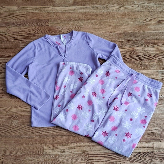 (S) Denver Hayes Fleece Matching Pajama Set Pastel Cozy Comfortable Sleepwear