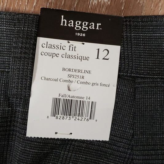 (12) NWT Haggar Classic Fit "Borderline" Charcoal Combo Suiting Pant Business