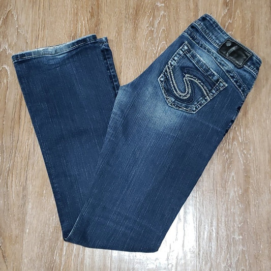 (28W/33L) Silver Jeans Co. Tuesday 16 ½"  Slim Bootcut Denim Jeans Contemporary