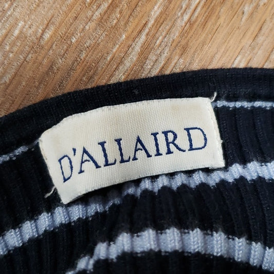 (S) D'Allaird Striped Ribbed Knit Top Comfortable Cozy Soft Casual Cottagecore