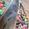 (7.5) Dexflex Comfort Floral Colorful Cork Wedge Peep Toe Vacation Beach