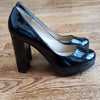 (7M) Kenneth Cole New York Platform Chunky High Heels Shiny Classic Formal