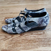 (8M) Life Stride Soft System Reptile Textured Strappy Low Wedge Heel Sandals